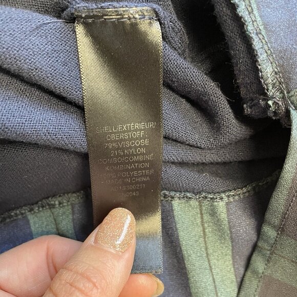 ADRIANNA PAPELL TWOFER SWEATER SCHOOL PREPPY PLAID BLUE GREEN COLLARED SIZE M - Picture 6 of 9